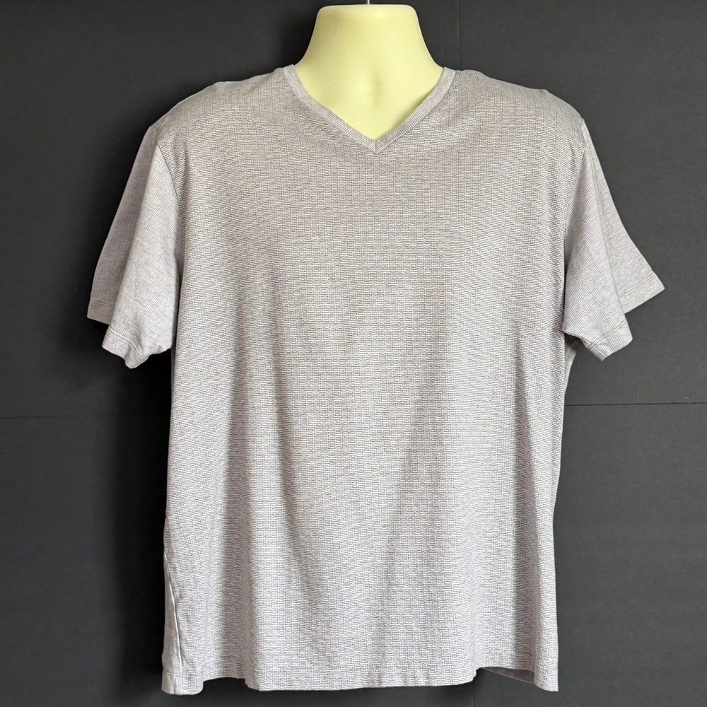 Hart Schaffner Marx Men's XL Gray Textured V-Neck 100% Cotton T-Shirt